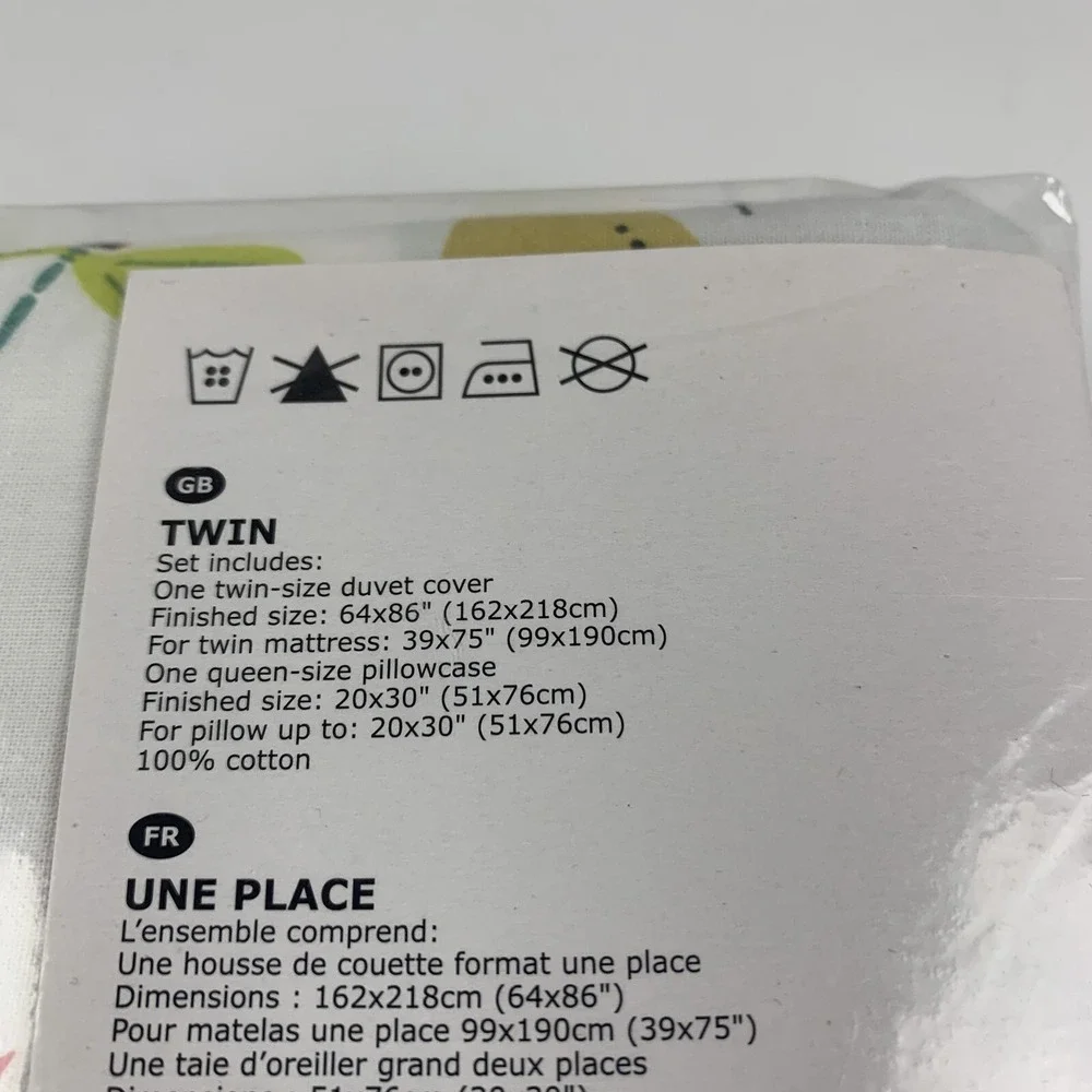Ikea Lattjo 003.510.12 Cover/Pillowcase Kids Twin Size White Cotton‎ Animal 6128
